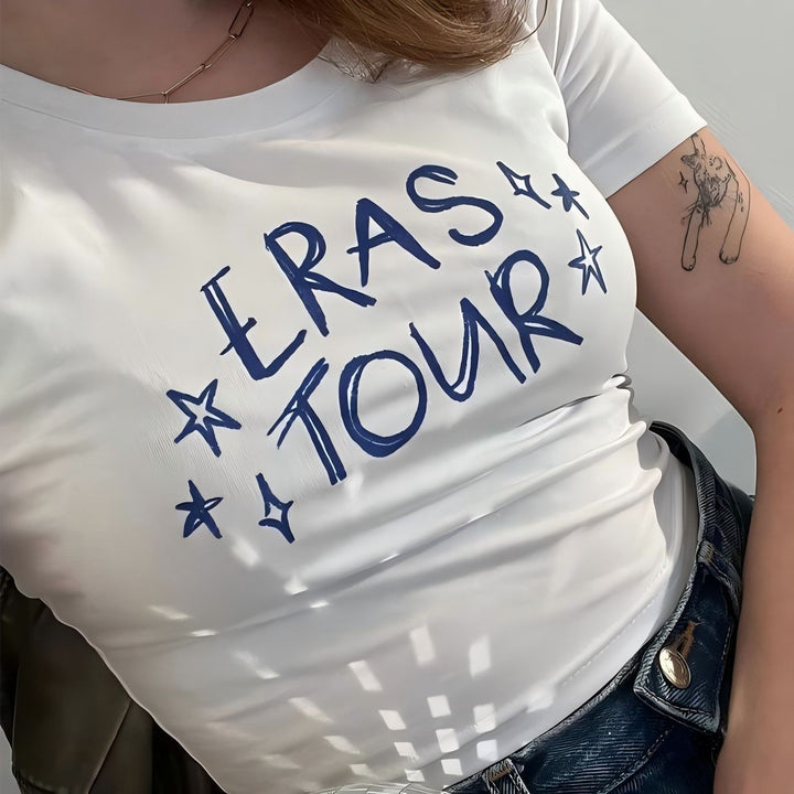 Dame Crop Top med 90-talstryck Mirla-Eva Jonsson