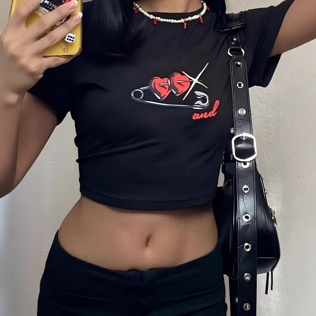 Dame Crop Top med 90-talstryck Mirla-Eva Jonsson