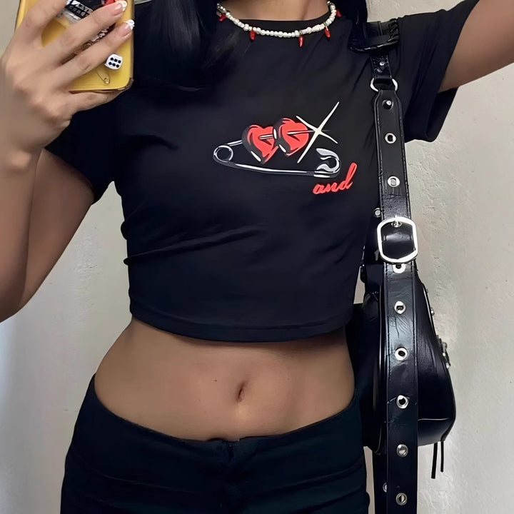 Dame Crop Top med 90-talstryck Mirla-Eva Jonsson