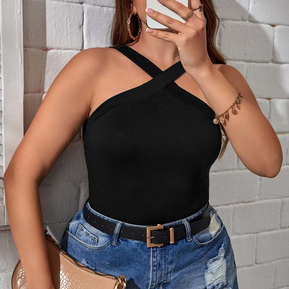 Dame Crop-Top med asymmetrisk design och justerbara band Mirla-Eva Jonsson
