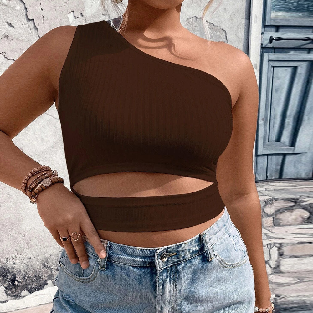 Dame Crop-Top med asymmetrisk skärning och cut-out-detaljer Mirla-Eva Jonsson