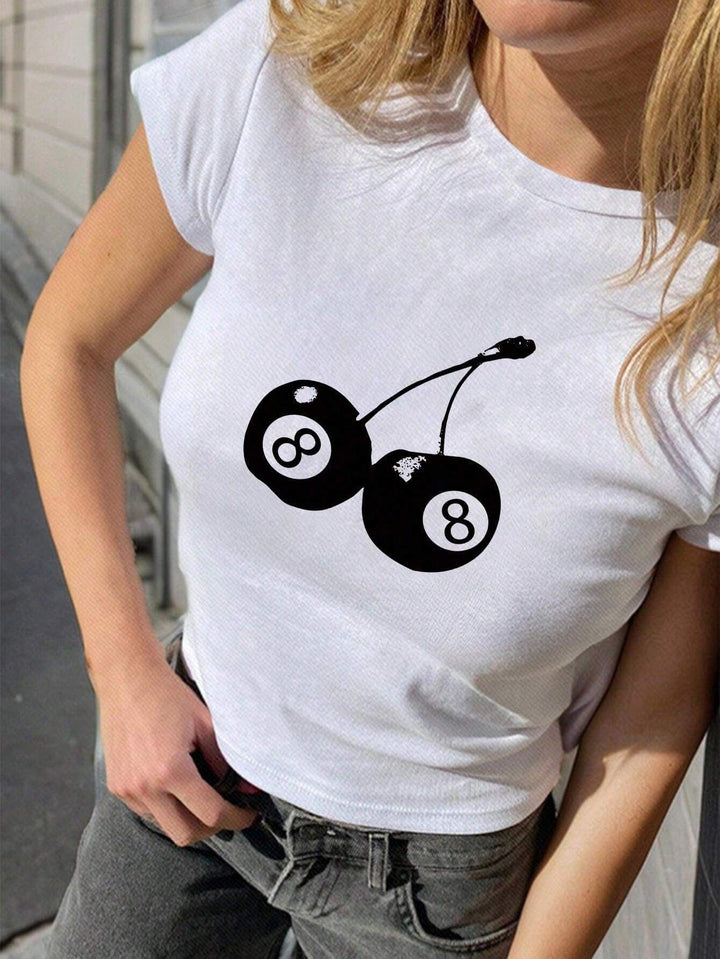 Dame Crop-Top med blommigt grafiskt tryck och kroppsnära skärning Mirla-Eva Jonsson