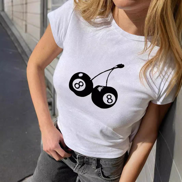 Dame Crop-Top med blommigt grafiskt tryck och kroppsnära skärning Mirla-Eva Jonsson