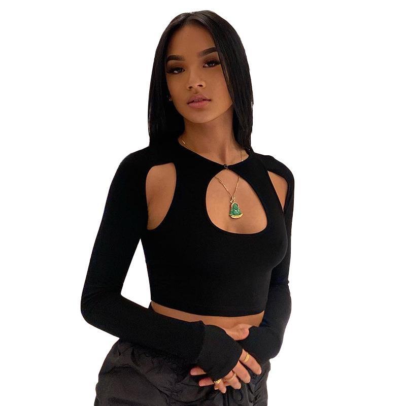 Dame Crop Top med cut-outs och långa ärmar Mirla-Eva Jonsson