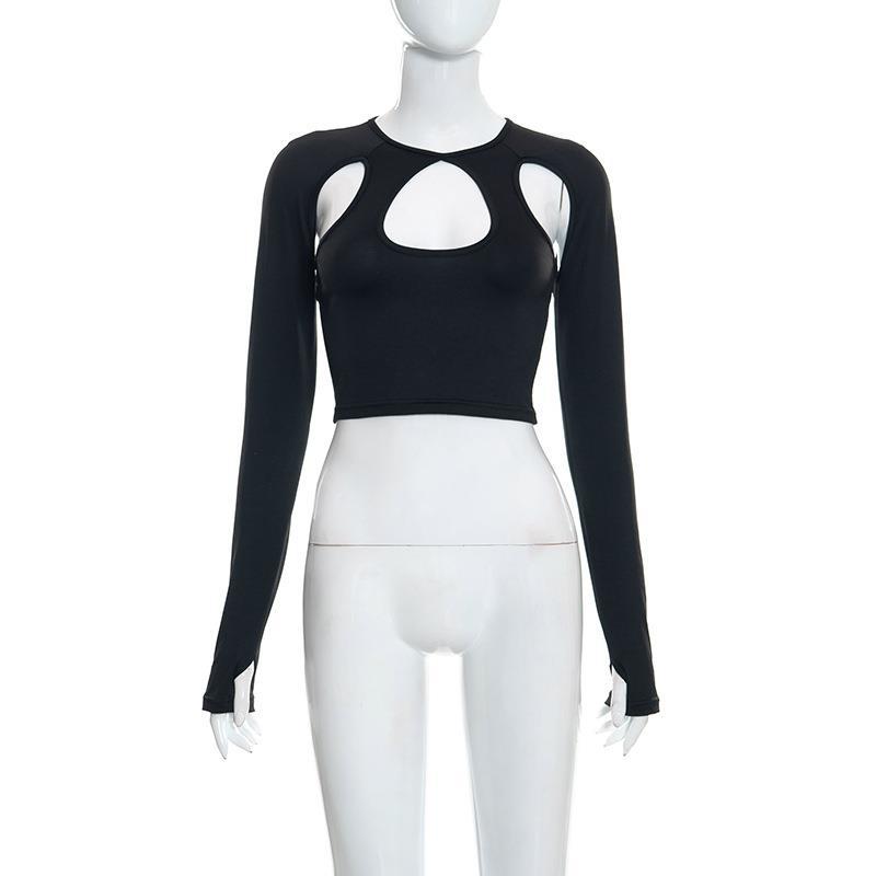 Dame Crop Top med cut-outs och långa ärmar Mirla-Eva Jonsson
