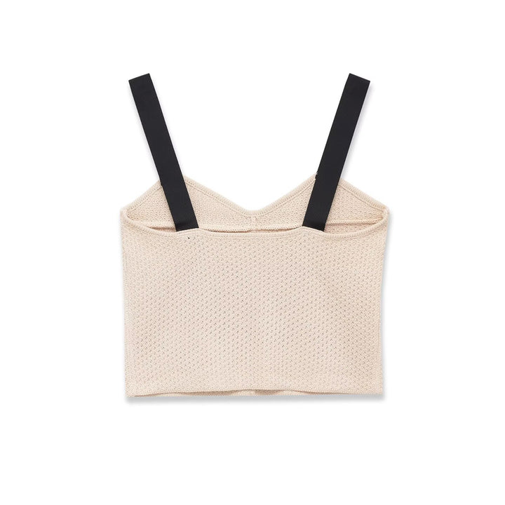 Dame Crop Top med elegant V-ringning och raffinerad struktur Mirla-Eva Jonsson