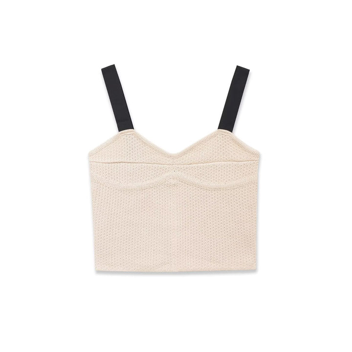 Dame Crop Top med elegant V-ringning och raffinerad struktur Mirla-Eva Jonsson