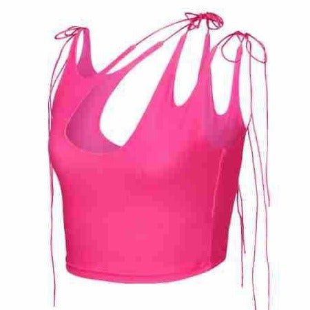 Dame Crop-Top med en-sidig Cut-Out och trendiga band Mirla-Eva Jonsson
