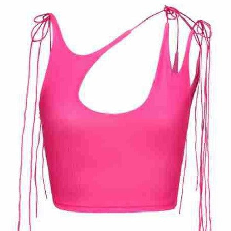 Dame Crop-Top med en-sidig Cut-Out och trendiga band Mirla-Eva Jonsson
