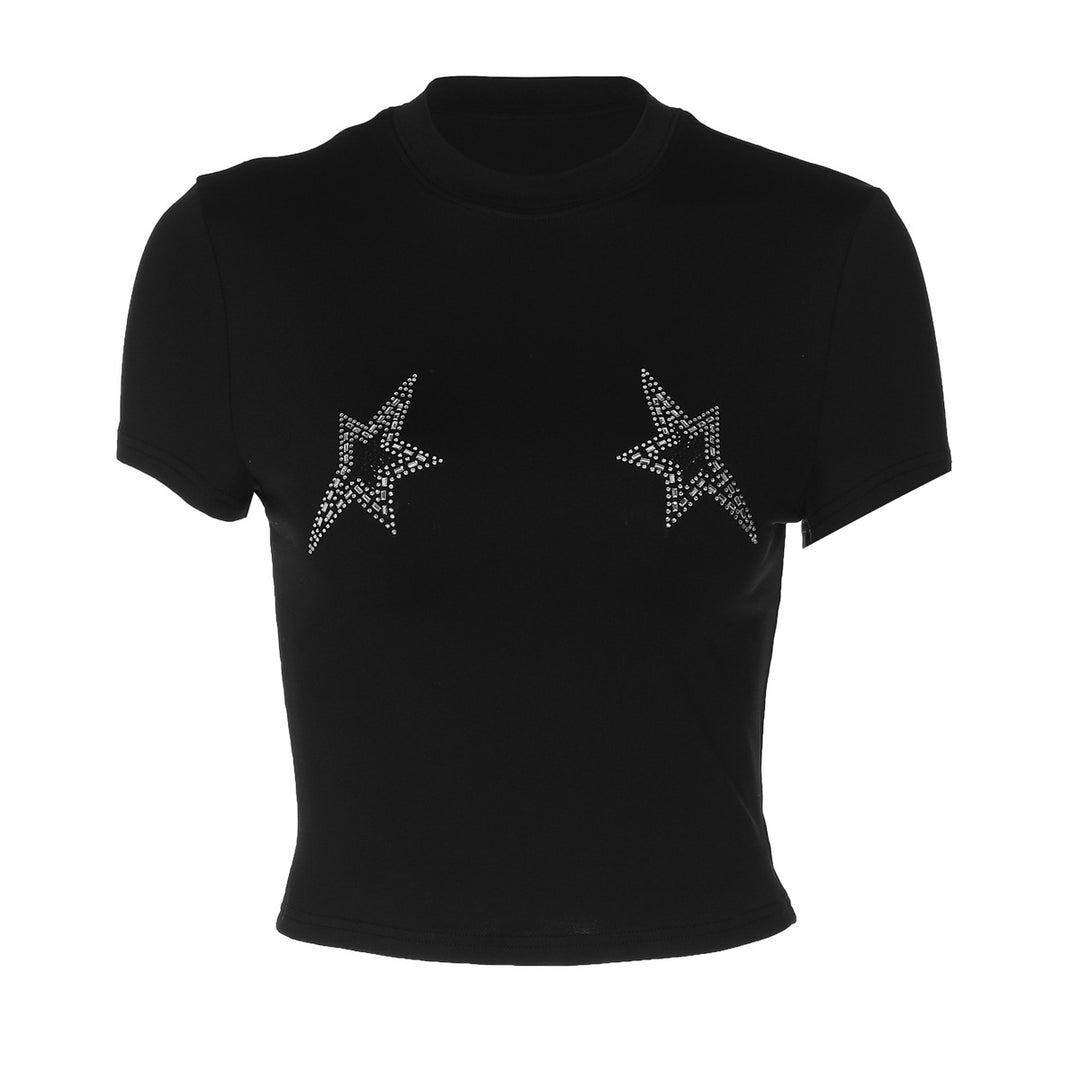 Dame Crop-Top med glamorösa stjärnapplikationer Mirla-Eva Jonsson