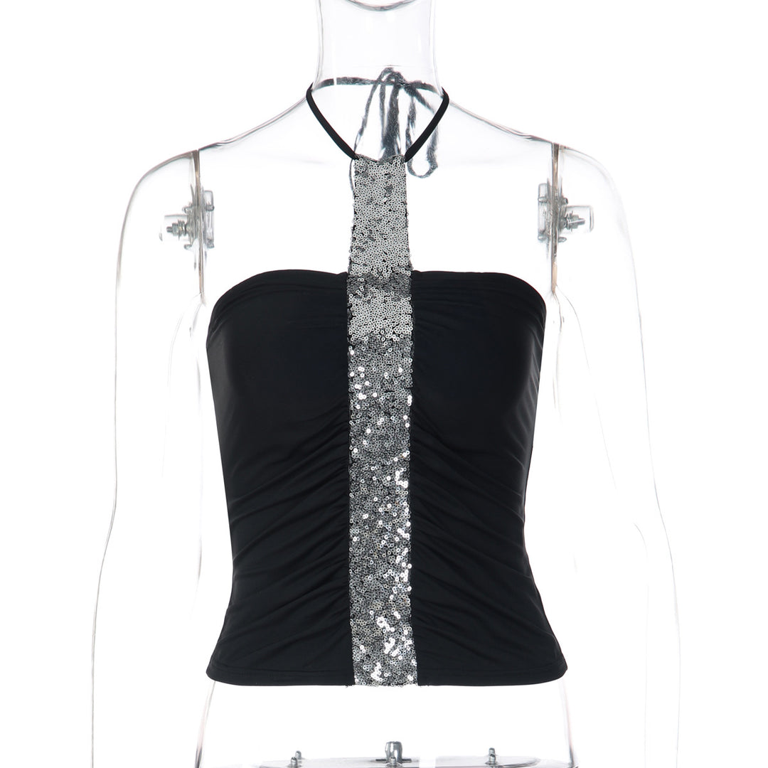Dame Crop Top med glittrande detaljer och figurnära passform Mirla-Eva Jonsson