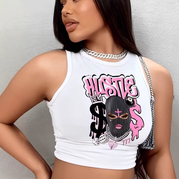 Dame Crop-Top med iögonfallande grafikdesign Mirla-Eva Jonsson