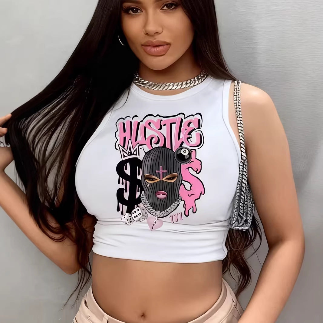 Dame Crop-Top med iögonfallande grafikdesign Mirla-Eva Jonsson