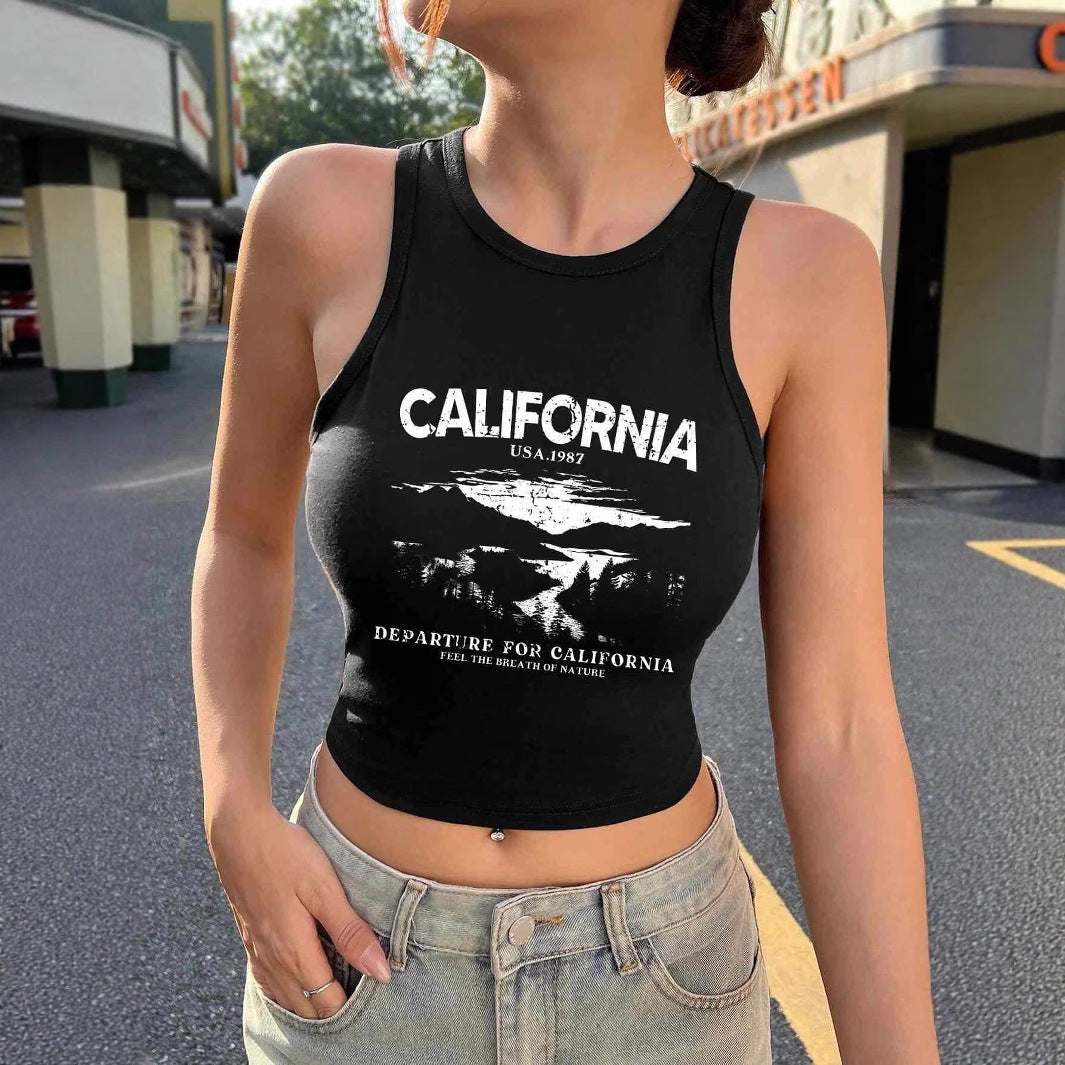 Dame Crop-Top med kreativ California-design Mirla-Eva Jonsson