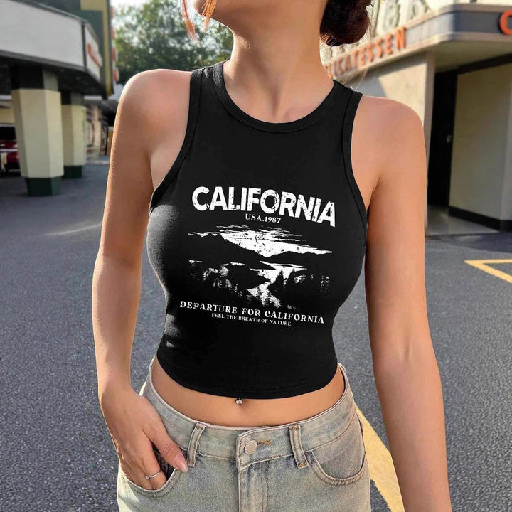 Dame Crop-Top med kreativ California-design Mirla-Eva Jonsson