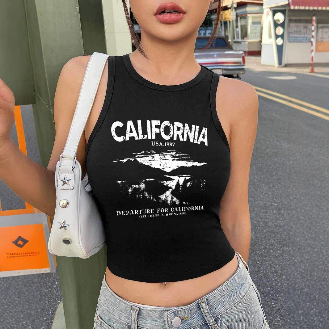 Dame Crop-Top med kreativ California-design Mirla-Eva Jonsson