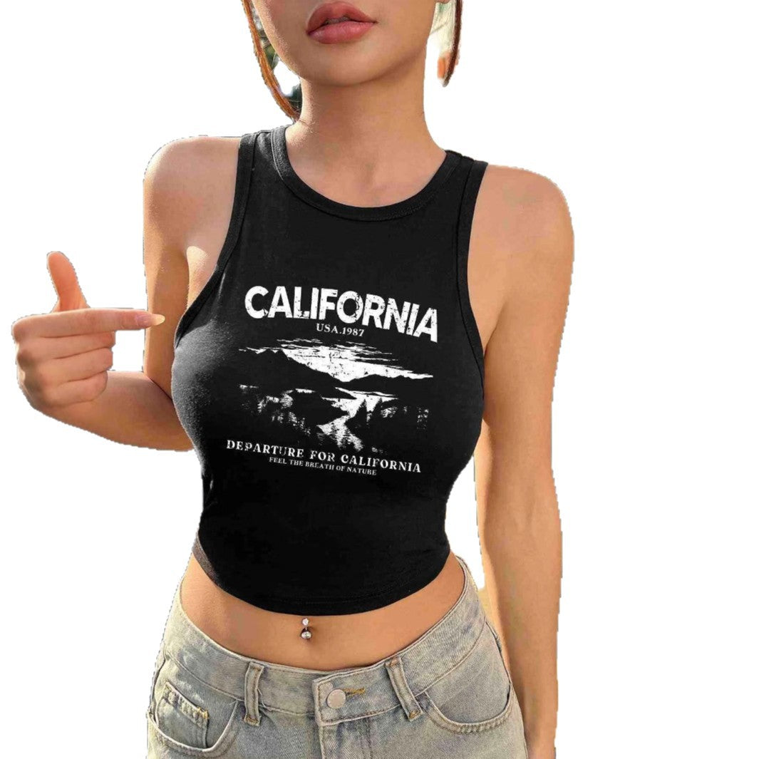Dame Crop-Top med kreativ California-design Mirla-Eva Jonsson