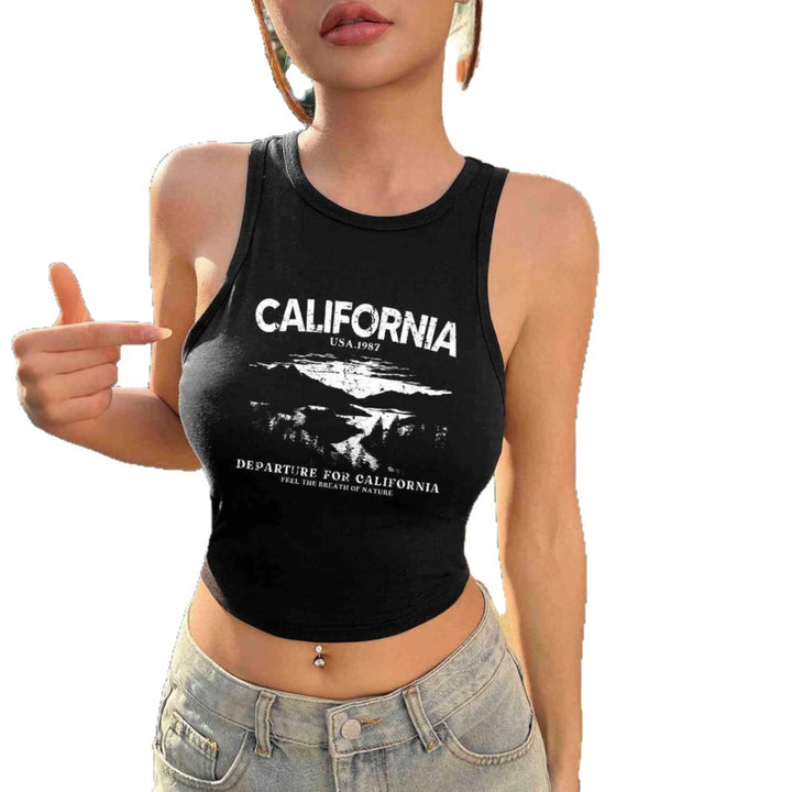 Dame Crop-Top med kreativ California-design Mirla-Eva Jonsson