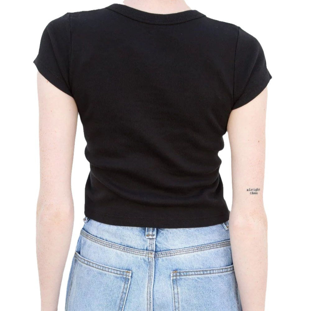 Dame Crop-Top med kreativ grafisk tryck och avslappnad snitt Mirla-Eva Jonsson