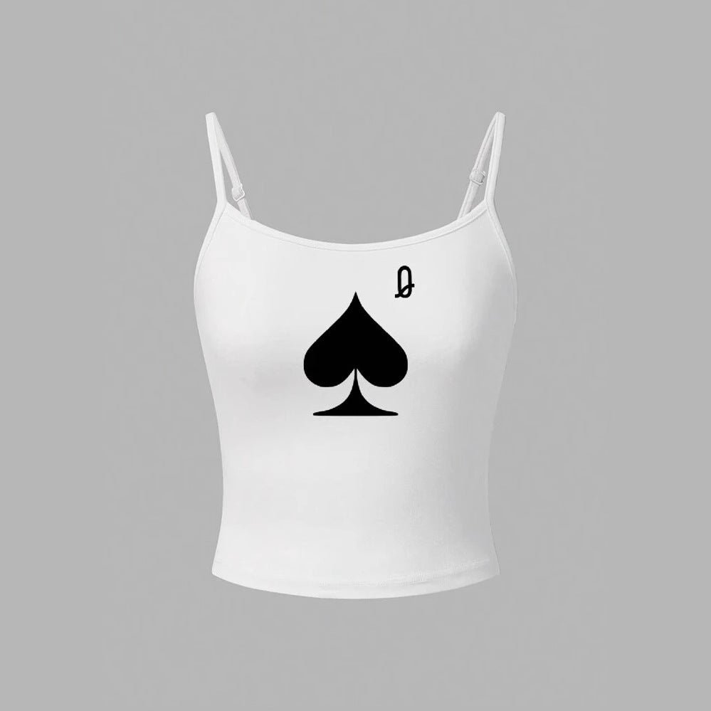 Dame Crop Top med kreativt kortspelmotiv Mirla-Eva Jonsson