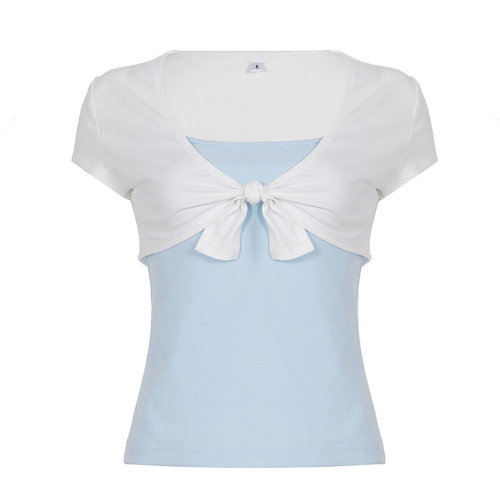 Dame Crop-Top med lekfull knut och ärmlös design Mirla-Eva Jonsson