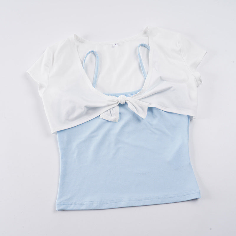 Dame Crop-Top med lekfull knut och ärmlös design Mirla-Eva Jonsson