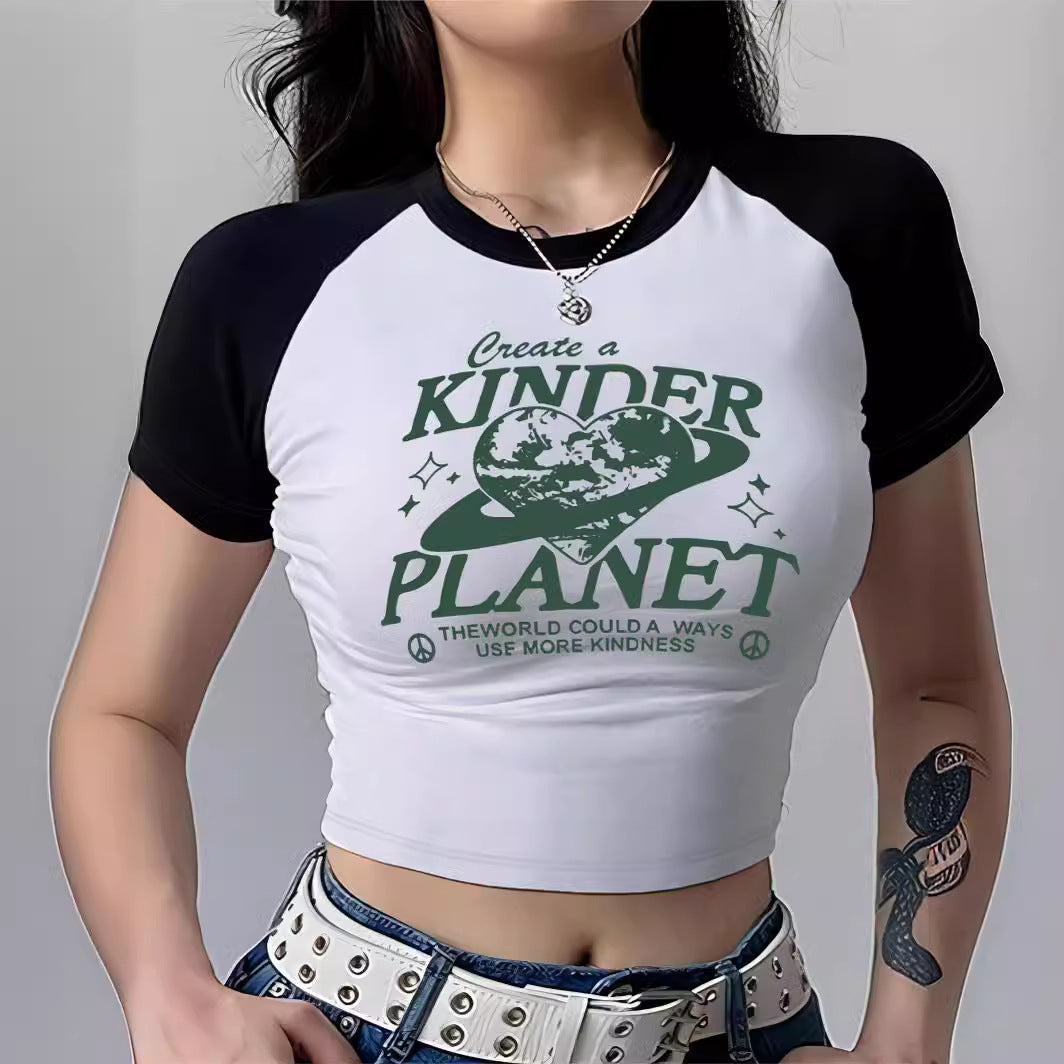 Dame Crop-Top med motiverande text och avslappnad passform Mirla-Eva Jonsson