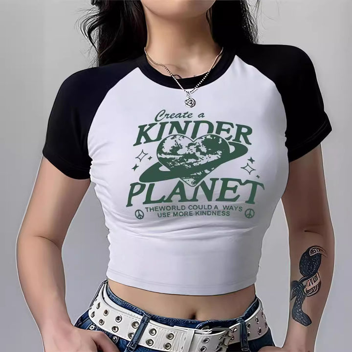 Dame Crop-Top med motiverande text och avslappnad passform Mirla-Eva Jonsson