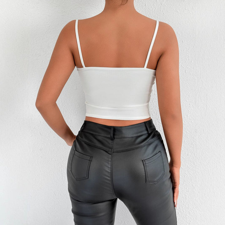 Dame Crop-Top med raffinerade volangdetaljer Mirla-Eva Jonsson
