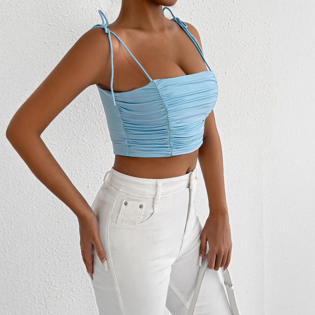 Dame Crop Top med rynkor och justerbara band Mirla-Eva Jonsson
