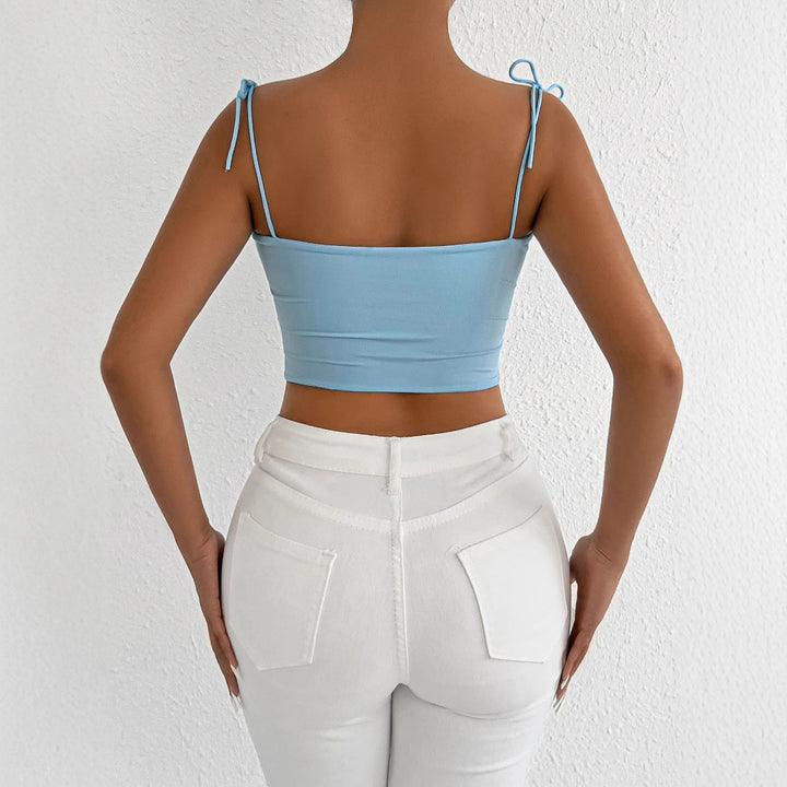 Dame Crop Top med rynkor och justerbara band Mirla-Eva Jonsson