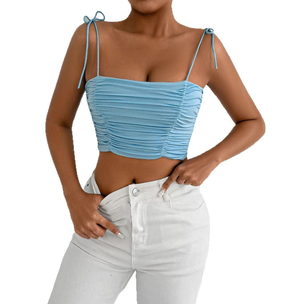 Dame Crop Top med rynkor och justerbara band Mirla-Eva Jonsson