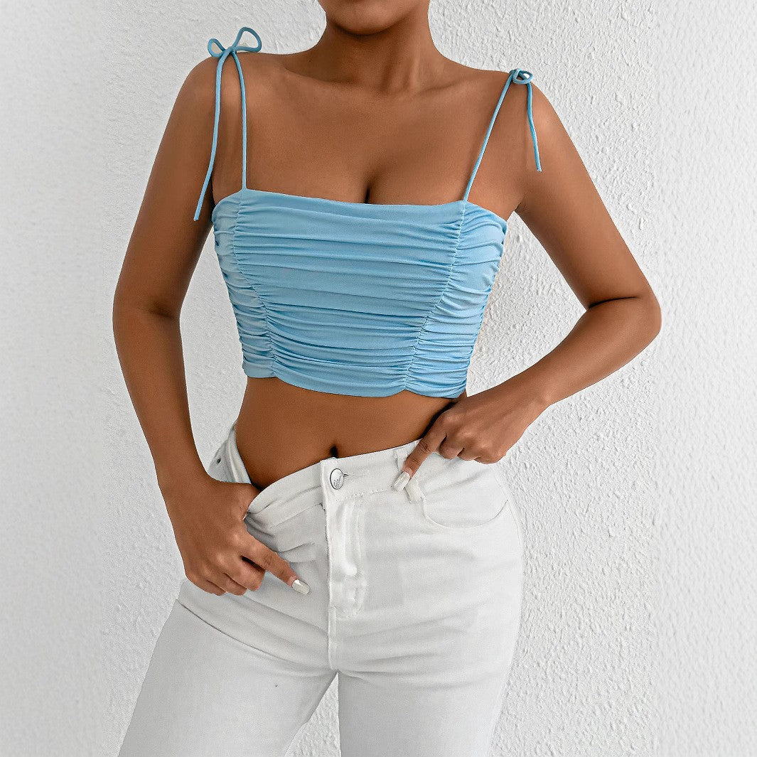 Dame Crop Top med rynkor och justerbara band Mirla-Eva Jonsson