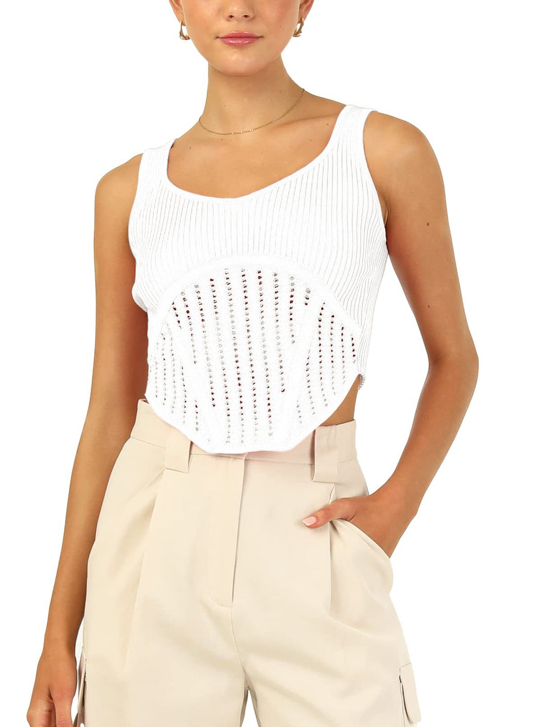 Dame Crop Top med strukturerad nätlook och hög skärning Mirla-Eva Jonsson
