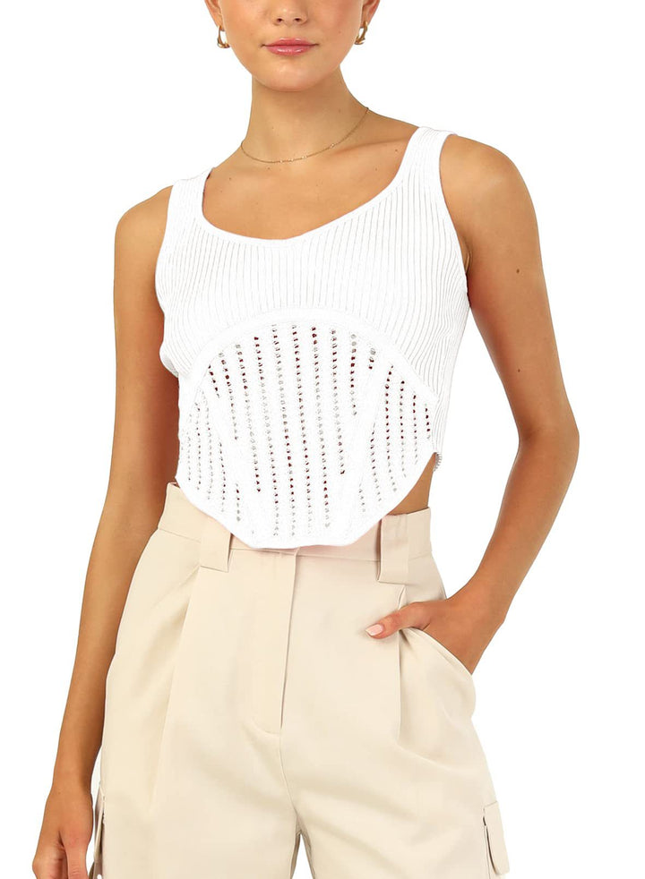 Dame Crop Top med strukturerad nätlook och hög skärning Mirla-Eva Jonsson