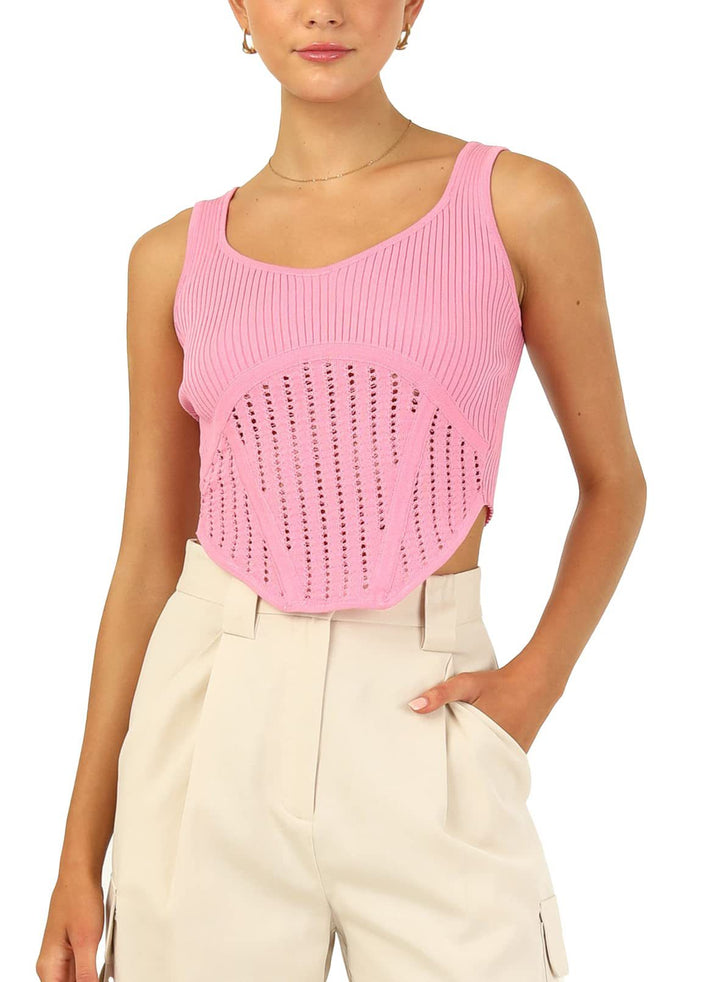 Dame Crop Top med strukturerad nätlook och hög skärning Mirla-Eva Jonsson