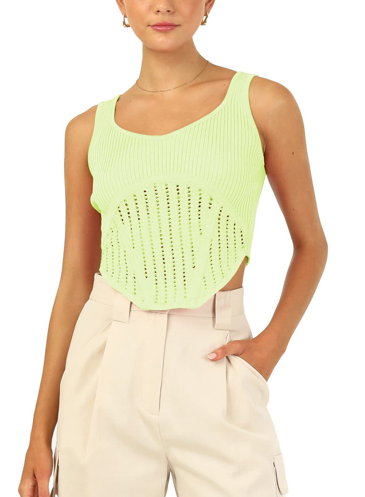 Dame Crop Top med strukturerad nätlook och hög skärning Mirla-Eva Jonsson