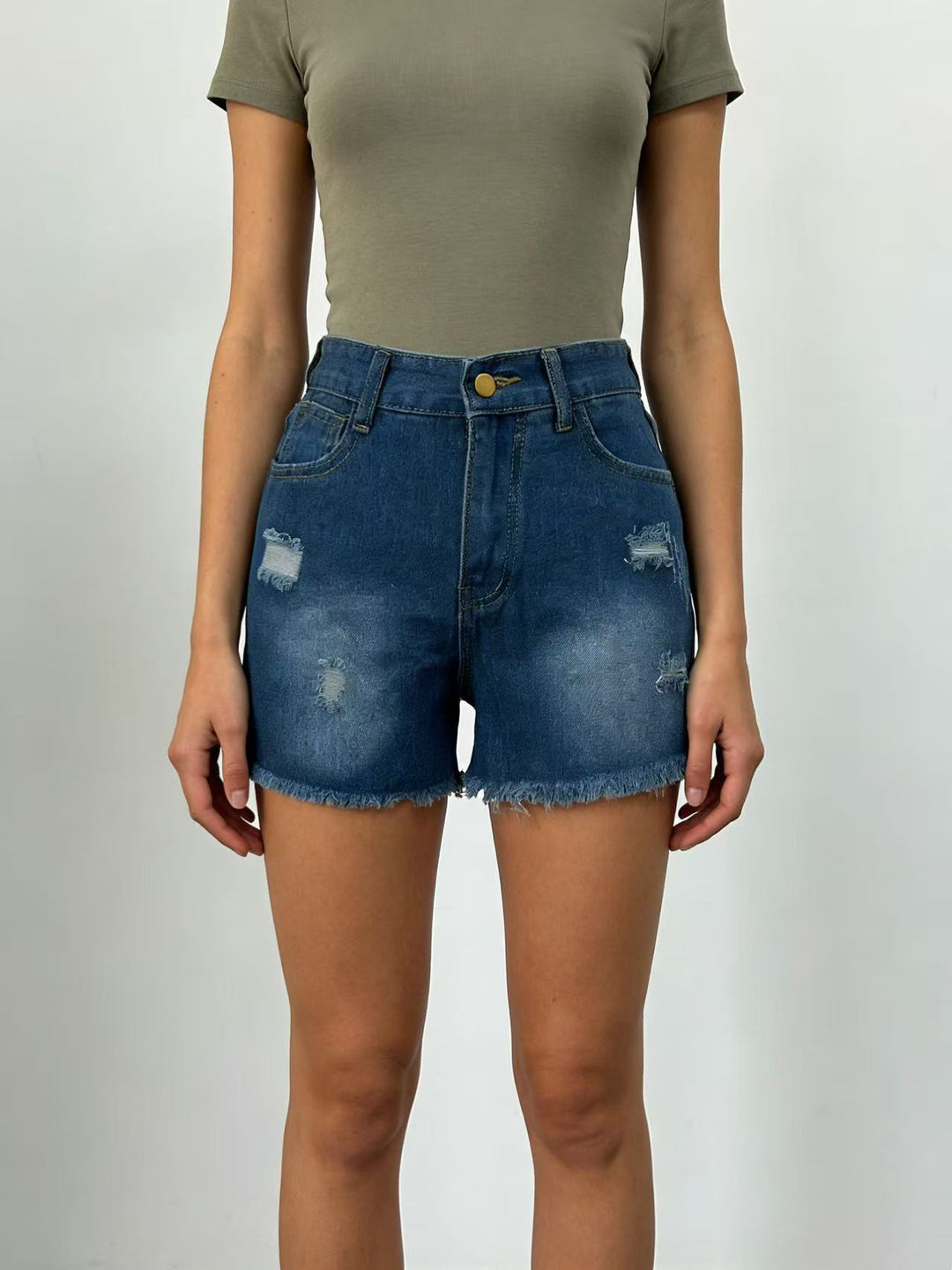 Dame Crop Top och High-Waist Jeans-Shorts Mirla-Eva Jonsson