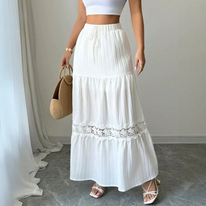 Dame Crop Top och Maxi Kjol Set med Volangdetaljer Mirla-Eva Jonsson