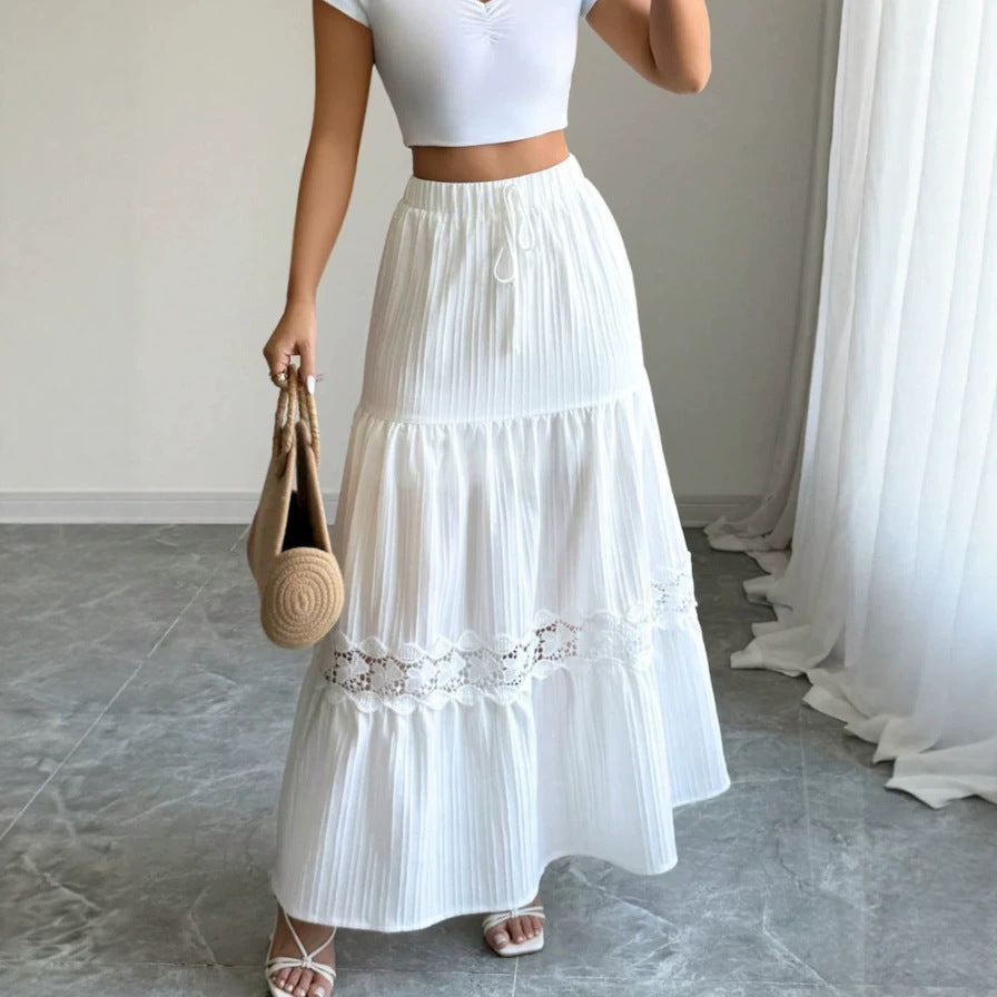 Dame Crop Top och Maxi Kjol Set med Volangdetaljer Mirla-Eva Jonsson