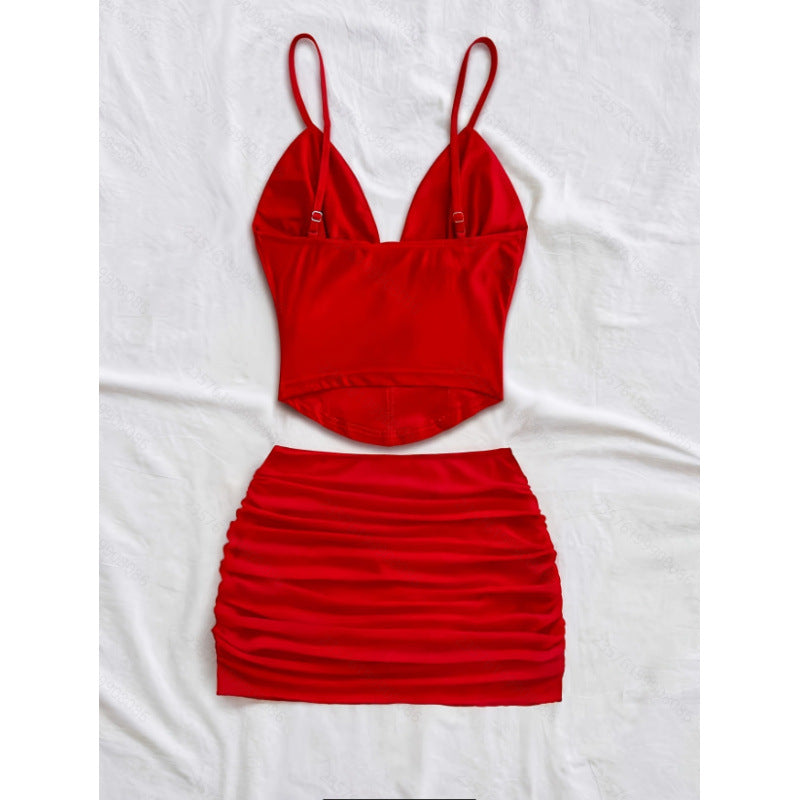 Dame Crop Top och Mini Kjol Set med raffinerade rynkeffekter Mirla-Eva Jonsson