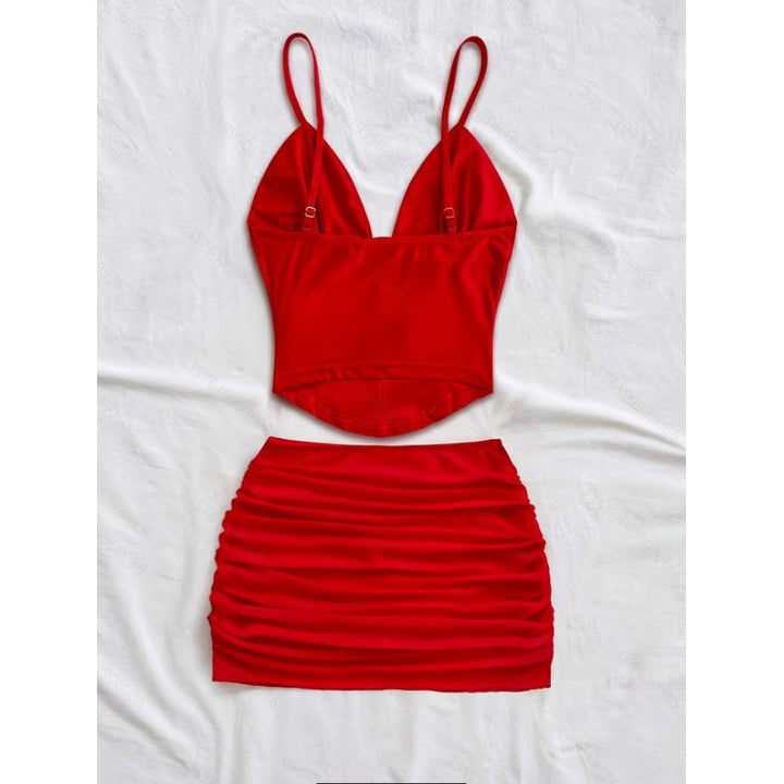 Dame Crop Top och Mini Kjol Set med raffinerade rynkeffekter Mirla-Eva Jonsson