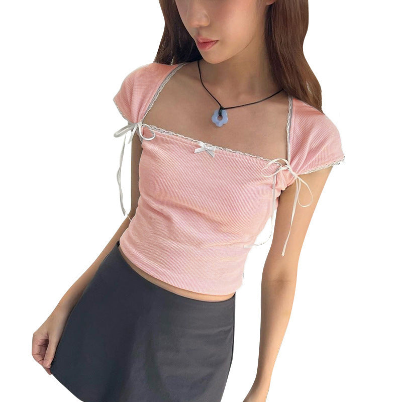 Dame Crop-top med justerbara spagettiband och eleganta knutdetaljer Mirla-Eva Jonsson