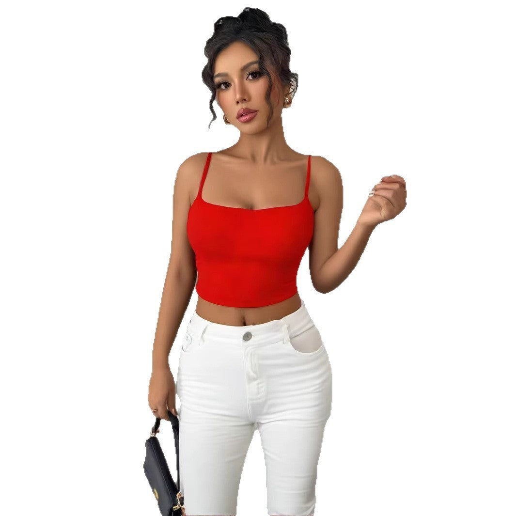 Dame Crop-top med justerbara spaghettiband och figurnära passform Mirla-Eva Jonsson