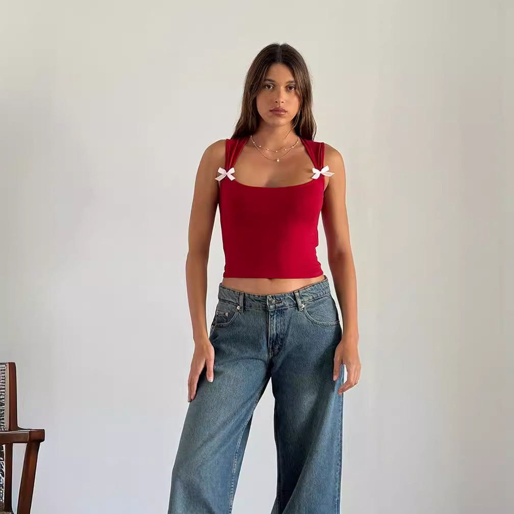 Dame Crop-top med lekfulla rosettdetaljer Eva Jonsson-Eva Jonsson