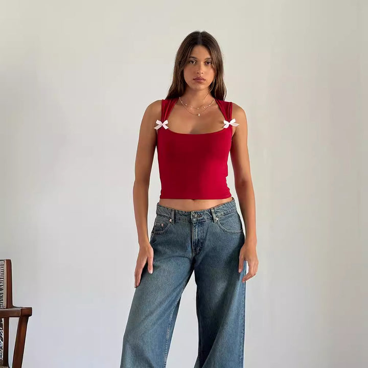 Dame Crop-top med lekfulla rosettdetaljer Eva Jonsson-Eva Jonsson