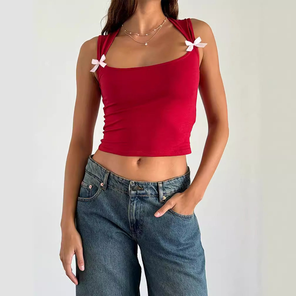 Dame Crop-top med lekfulla rosettdetaljer Eva Jonsson-Eva Jonsson