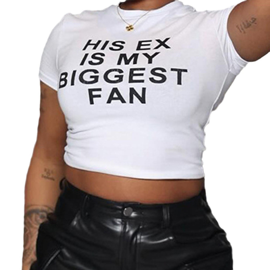 Dame Crop-top med rolig text och figurnära skärning Mirla-Eva Jonsson
