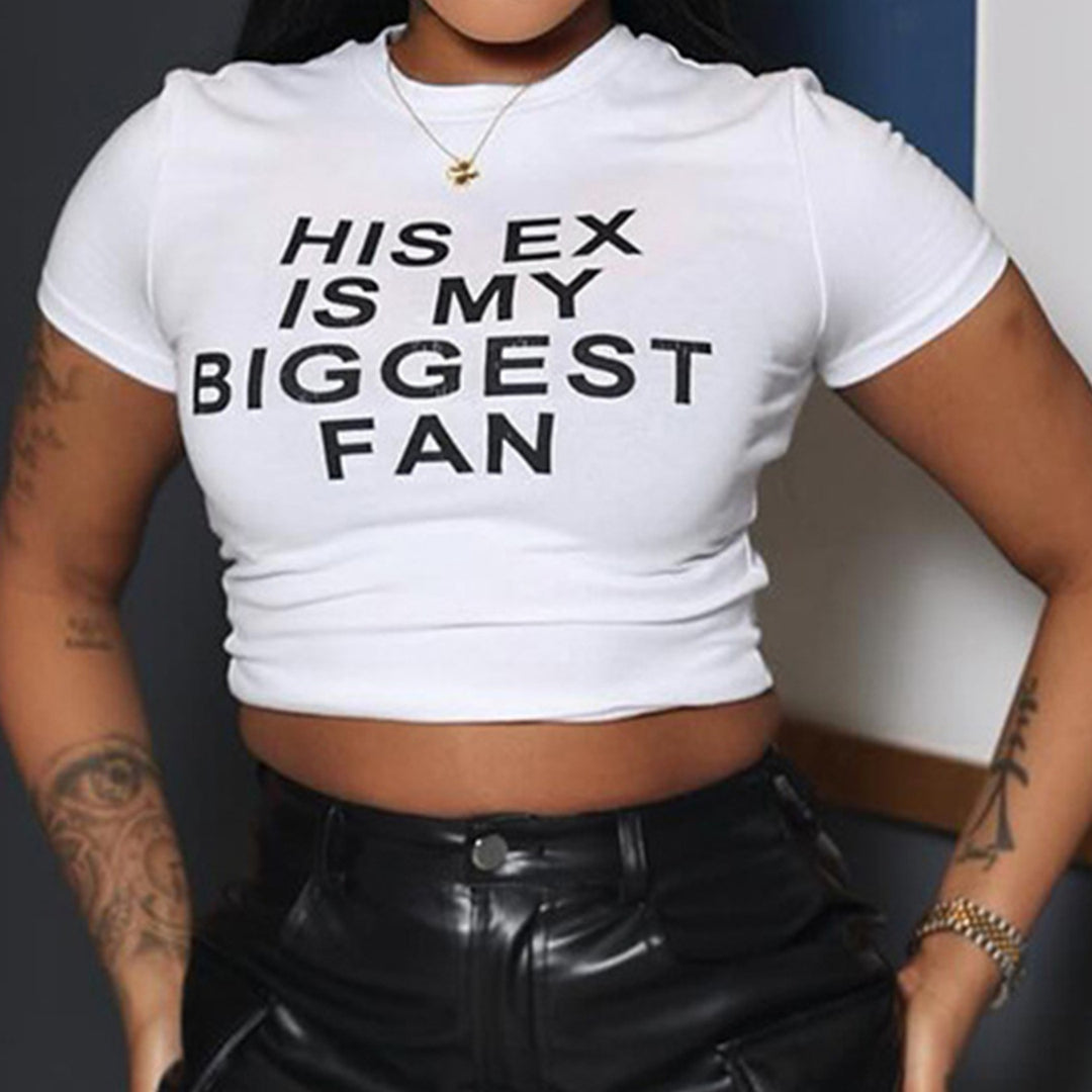 Dame Crop-top med rolig text och figurnära skärning Mirla-Eva Jonsson