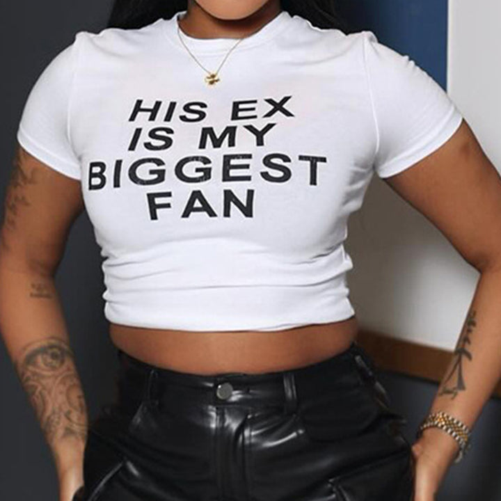Dame Crop-top med rolig text och figurnära skärning Mirla-Eva Jonsson
